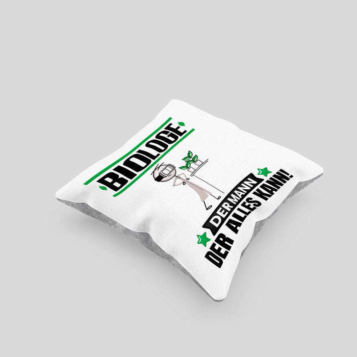 Biologe Kissen mit Füllung 40x40 Geschenk für Biologe Der Mann Der Alles Kann Geschenkidee zum Geburtstag (Grau) Grau Trendation