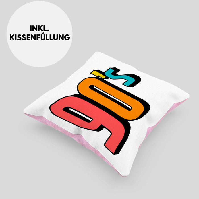 90er Jahre Kissen mit Füllung 40x40 "90's" - Retro Geschenk für Nostalgiker (Grau) Rosa Trendation