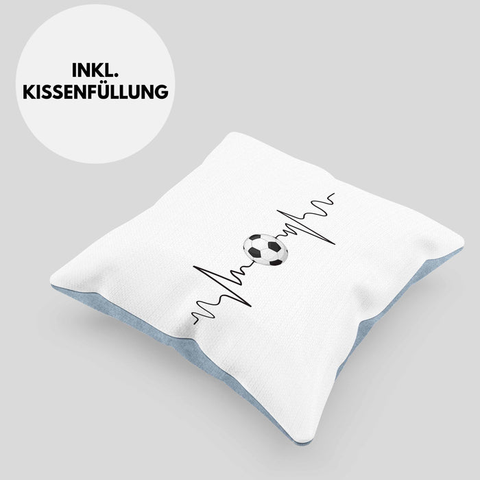 Fußballer Herzschlag Kissen mit Füllung 40x40 Geschenk für Fußballspieler Geschenkidee (Grau) Blau Trendation