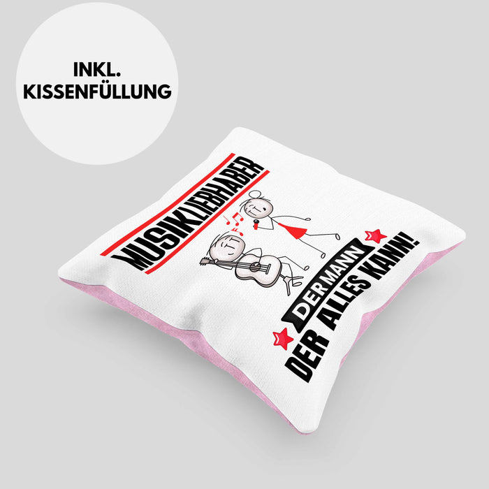 Musikliebhaber Kissen mit Füllung 40x40 Geschenk für Musikliebhaber Der Mann Der Alles Kann Geschenkidee zum Geburtstag (Grau) Rosa Trendation