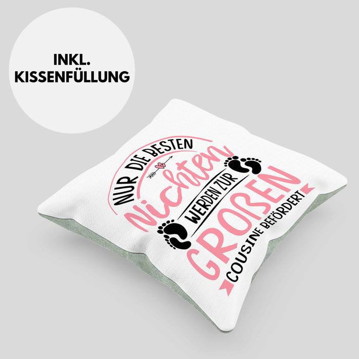 Du Wirst Große Cousine Kissen mit Füllung 40x40 Geschenk Nur Die Besten Nichten Werden Zur Großen Cousine Befördert (Grau) Grün Trendation