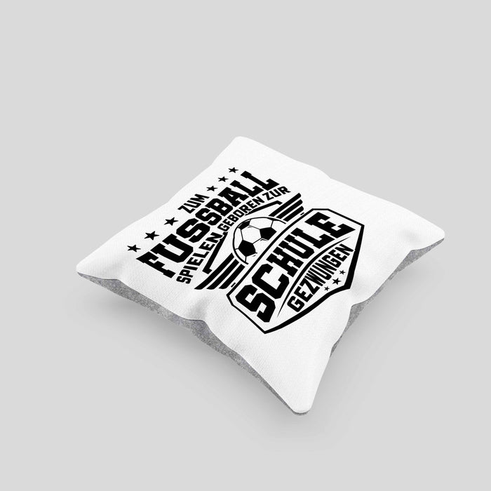 Fussballer Kissen mit Füllung 40x40 Geschenk Fussballspieler Geschenkidee Zum Fussball Spielen Geboren Zur Schule Gezwungen (Grau) Grau Trendation