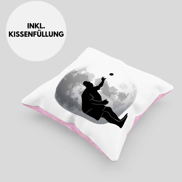 Boule Kissen mit Füllung 40x40 Geschenk Boule-Spieler Geschenkidee Grafik Mond Boule (Grau) Rosa Trendation