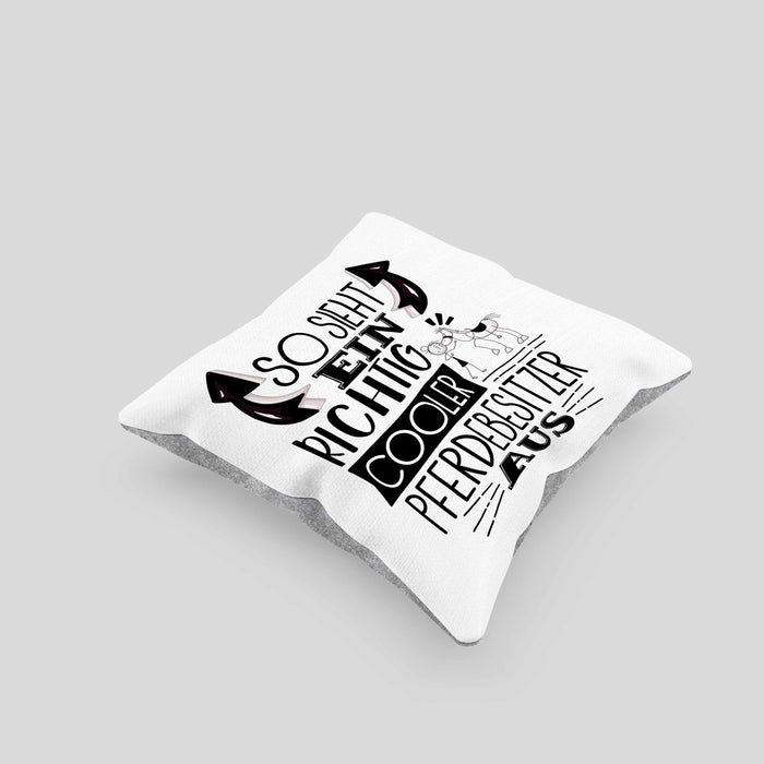 Pferdebesitzer Kissen mit Füllung 40x40 So Sieht Ein Richtig Cooler Pferdebesitzer Aus Geschenk Lustiger Spruch Geschenkidee (Grau) Grau Trendation