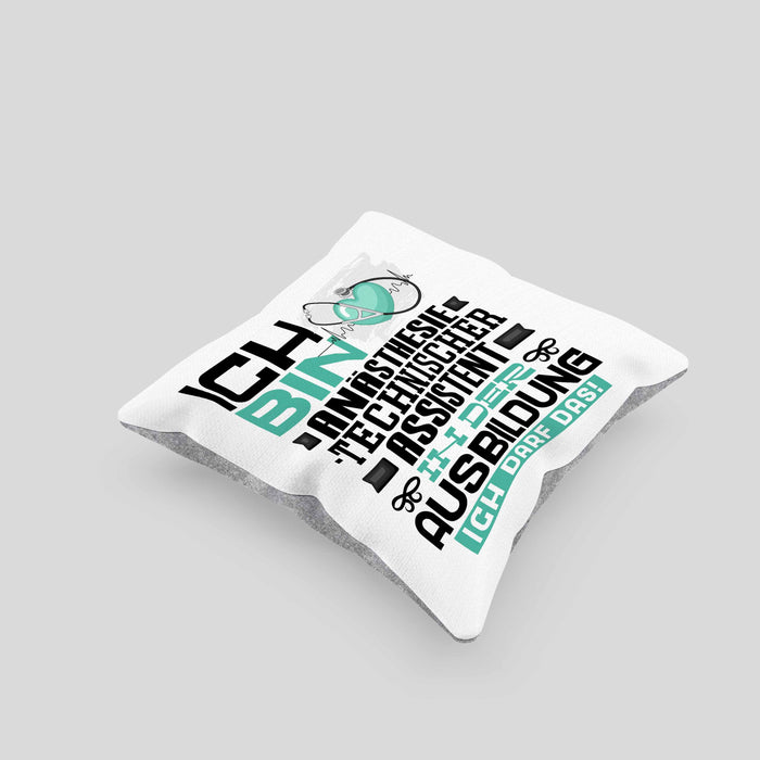 Anästhesietechnischer Assistent Ausbildung Kissen mit Füllung 40x40 Geschenk Ich Bin Anästhesietechnischer Assistent In Der Ausbildung Ich Darf Das Geschenkidee Spruch (Grau) Grau Trendation