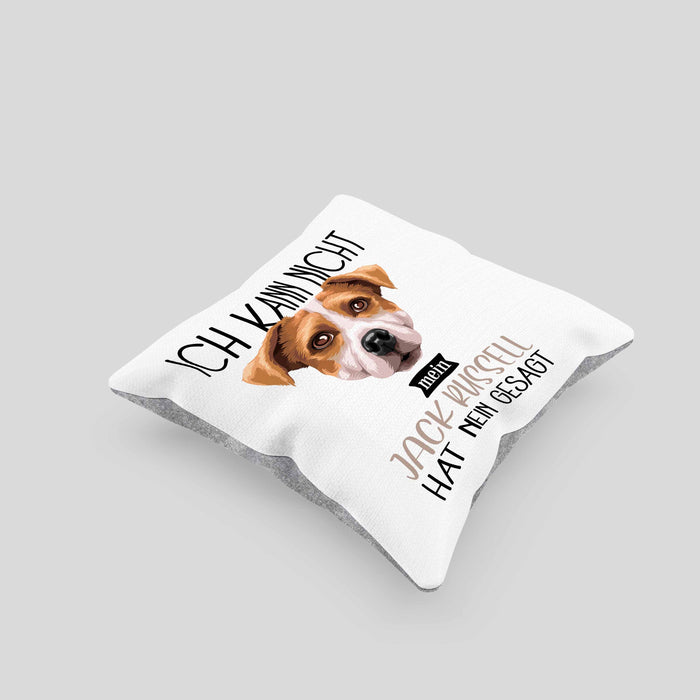 Jack Russell Besitzer Kissen mit Füllung 40x40 Geschenk Lustiger Spruch Geschenkidee Ich Kann Nicht Mein Jack Russell Hat Nein Gesagt (Grau) Grau Trendation