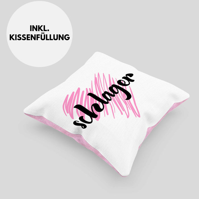 Kissen mit Füllung 40x40 Geschenk für Schlager Fans Kissen mit Füllung 40x40 Musikmotiv Spruch (Grau) Rosa Trendation