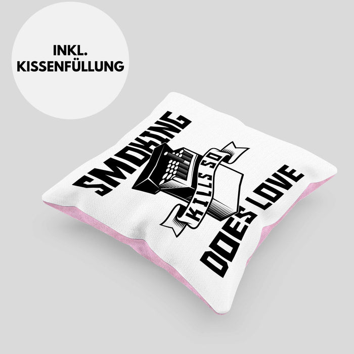 Smoking Kills So Does Love Kissen mit Füllung 40x40 Geschenk (Grau) Rosa Trendation