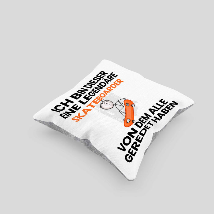 Skateboarder Geschenk Kissen mit Füllung 40x40 Lustige Geschenkidee Geburtstag für Skateboarder Ich Bin Dieser Legendäre Skateboarder Von Dem Alle Geredet Haben (Grau) Grau Trendation