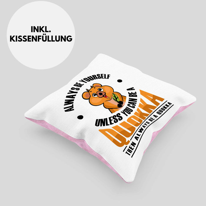 Lustige Kissen mit Füllung 40x40 Quokka-Motiv Geschenk für Quokka Liebhaber (Grau) Rosa Trendation