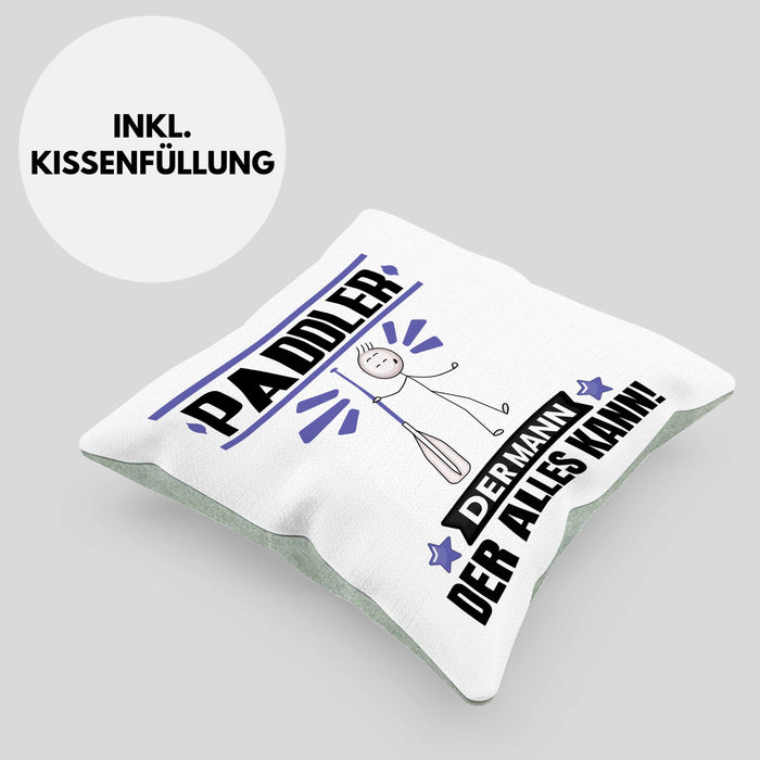 Paddler Kissen mit Füllung 40x40 Geschenk für Paddler Der Mann Der Alles Kann Geschenkidee zum Geburtstag (Grau) Grün Trendation