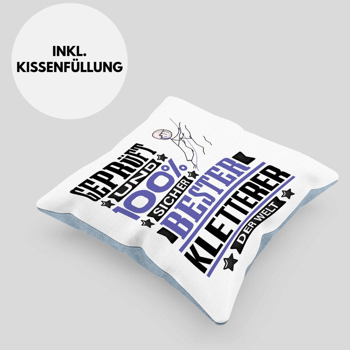 Kletterer Geschenk Lustiger Spruch für Kletterer Geschenkidee Bester Kletterer Der WeltKissen mit Füllung 40x40 (Grau) Blau Trendation