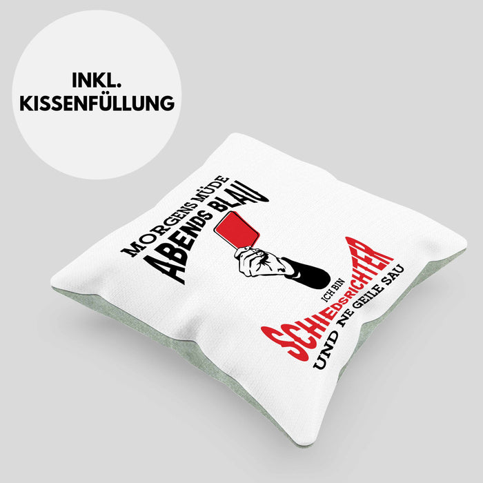 Schiedsrichter Kissen mit Füllung 40x40 Geschenk für Schiedsrichter mit Spruch (Grau) Grün Trendation