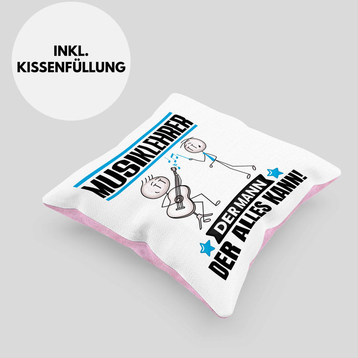 Musiklehrer Kissen mit Füllung 40x40 Geschenk für Musiklehrer Der Mann Der Alles Kann Geschenkidee zum Geburtstag (Grau) Rosa Trendation