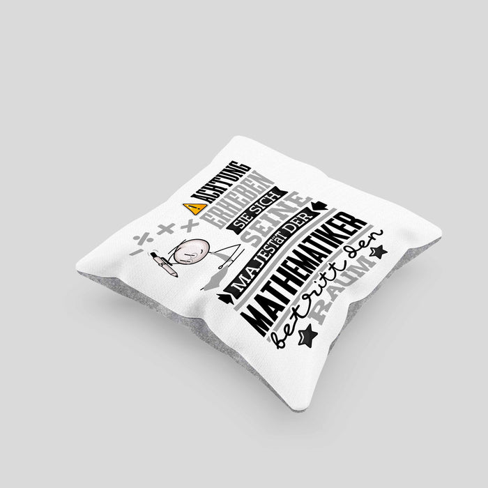 Mathematiker Geschenk Kissen mit Füllung 40x40 Lustiger Spruch Erheben Sie Sich Der Mathematiker Betritt den Raum (Grau) Grau Trendation