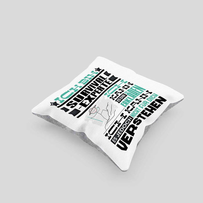 Survival-Experte Geschenk Kaffee-Kissen mit Füllung 40x40 Geschenkidee für Survival-Experte Ich Bin Survival-Experte Ich Kann Es Dir Erklären Jedoch Nicht Für Dich Verstehen Spruch Lustig (Grau) Grau Trendation
