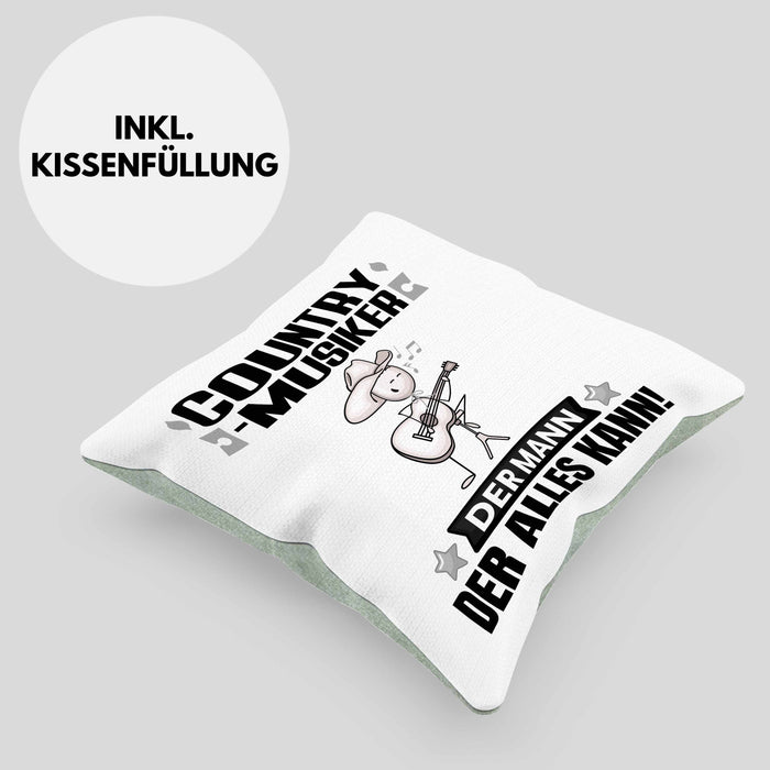 Country-Musiker Kissen mit Füllung 40x40 Geschenk für Country-Musiker Der Mann Der Alles Kann Geschenkidee zum Geburtstag (Grau) Grün Trendation
