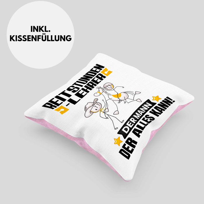 Reitstundenlehrer Kissen mit Füllung 40x40 Geschenk für Reitstundenlehrer Der Mann Der Alles Kann Geschenkidee zum Geburtstag (Grau) Rosa Trendation