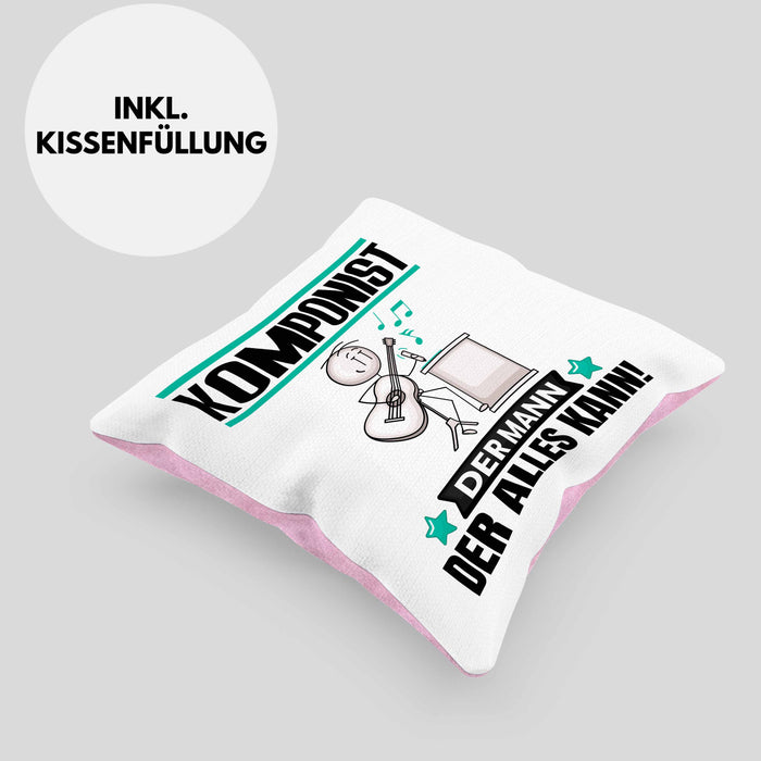 Komponist Kissen mit Füllung 40x40 Geschenk für Komponist Der Mann Der Alles Kann Geschenkidee zum Geburtstag (Grau) Rosa Trendation