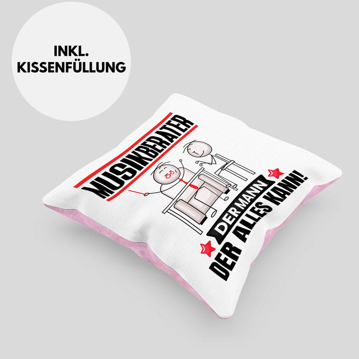 Musikberater Kissen mit Füllung 40x40 Geschenk für Musikberater Der Mann Der Alles Kann Geschenkidee zum Geburtstag (Grau) Rosa Trendation