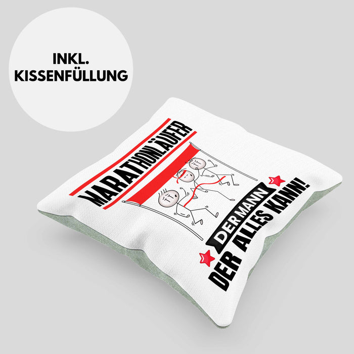 Marathonläufer Kissen mit Füllung 40x40 Geschenk für Marathonläufer Der Mann Der Alles Kann Geschenkidee zum Geburtstag (Grau) Grün Trendation
