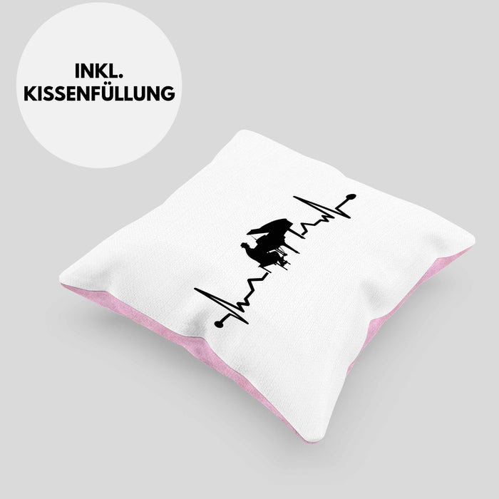 Piano-Spieler Kissen mit Füllung 40x40 Geschenk Klavier Geschenkidee Flügel Musiker Klavier Klavier-Spieler Herzschlag (Grau) Rosa Trendation