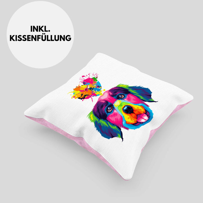 Golden Retriever Herz Farbe Besitzer Kissen mit Füllung 40x40 Geschenk Lustiger Spruch Geschenkidee Golden Retriever Liebhaber (Grau) Rosa Trendation