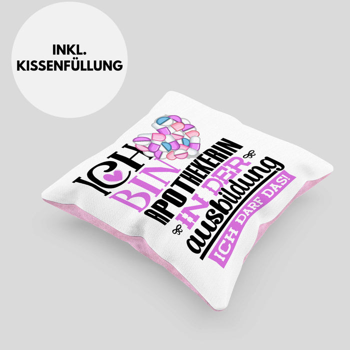 Apothekerin Ausbildung Start Geschenk Kissen mit Füllung 40x40 Ich Bin Apothekerin In Der Ausbildung Ich Darf Das Geschenkidee (Grau) Rosa Trendation