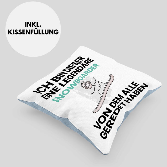 Snowboarder Geschenk Kissen mit Füllung 40x40 Lustige Geschenkidee Geburtstag für Snowboarder Ich Bin Dieser Legendäre Snowboarder Von Dem Alle Geredet Haben (Grau) Blau Trendation