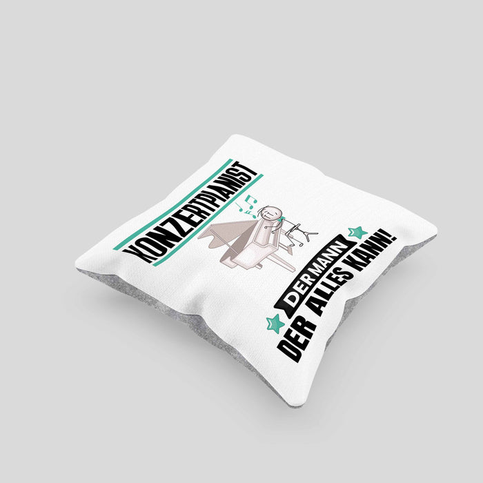 Konzertpianist Kissen mit Füllung 40x40 Geschenk für Konzertpianist Der Mann Der Alles Kann Geschenkidee zum Geburtstag (Grau) Grau Trendation