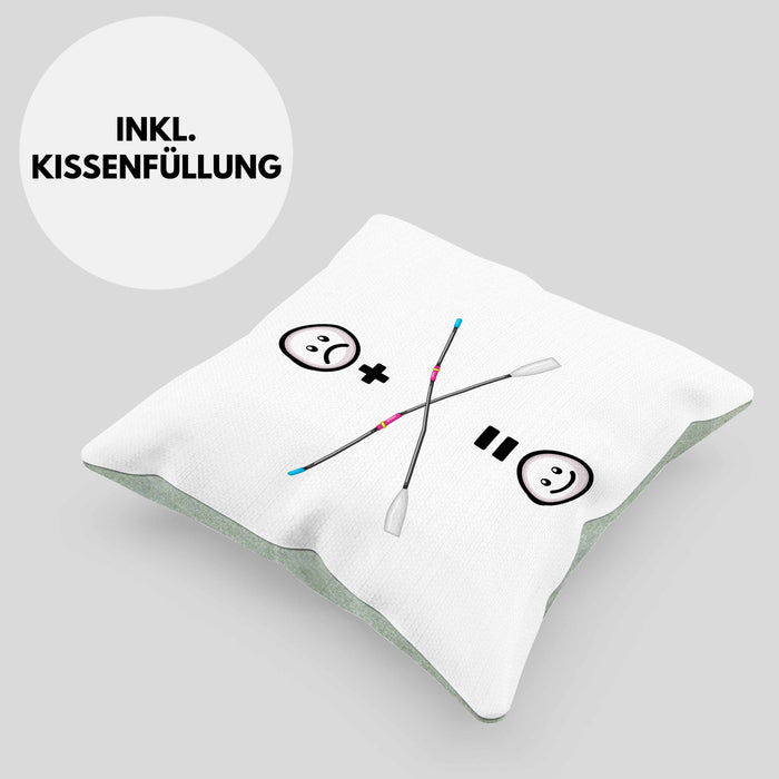 Rudern Kissen mit Füllung 40x40 Geschenk für Ruderer Lustige Geschenkidee :( + Rudern = :) Geburtstag (Grau) Grün Trendation