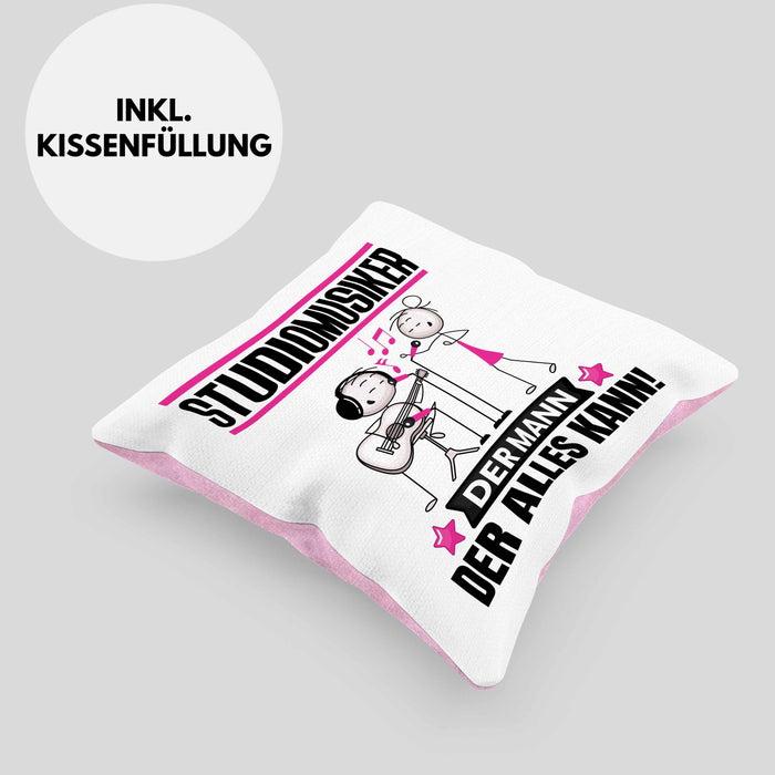 Studiomusiker Kissen mit Füllung 40x40 Geschenk für Studiomusiker Der Mann Der Alles Kann Geschenkidee zum Geburtstag (Grau) Rosa Trendation