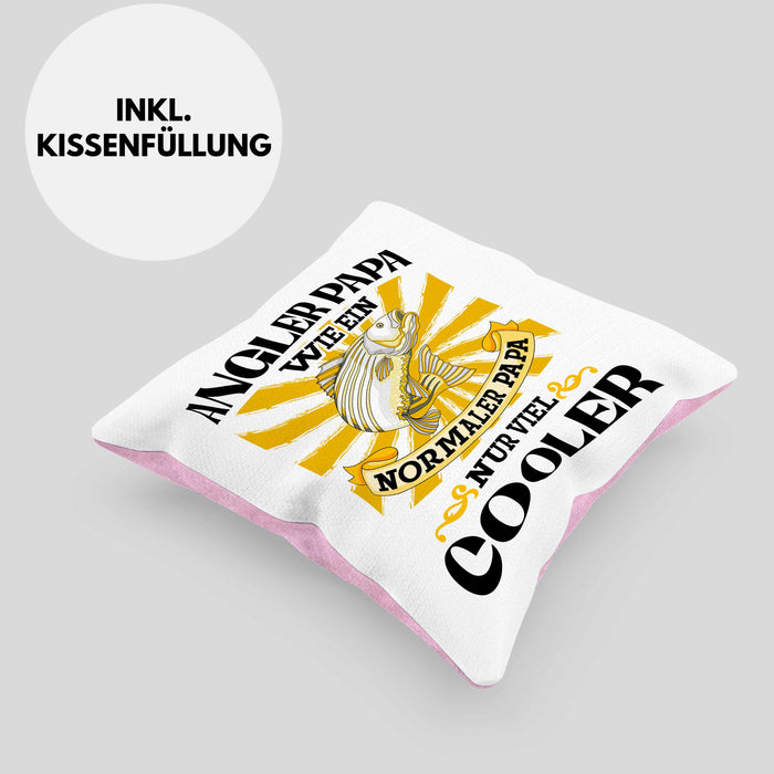Angler Papa Geschenk Vatertag Geschenkidee von Sohn für Angler-VaterKissen mit Füllung 40x40 (Grau) Rosa Trendation