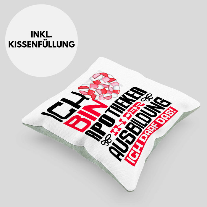 Apotheker Ausbildung Kissen mit Füllung 40x40 Geschenk Ich Bin Apotheker In Der Ausbildung Ich Darf Das Geschenkidee Spruch (Grau) Grün Trendation