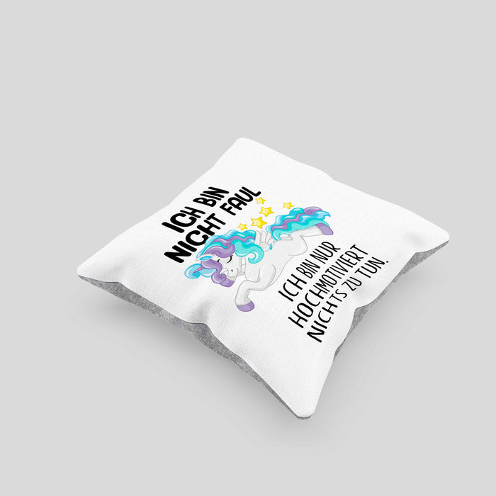 Lustige Ich Bin Nicht Faul Kissen mit Füllung 40x40 Mit Spruch Einhorn Geschenk Mama Freundin Kollegin Geschenkidee Arbeit Frauen (Grau) Grau Trendation
