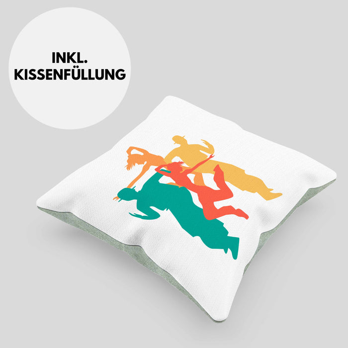 Lustige Tänzer Kissen mit Füllung 40x40 Geschenk für Tanzbegeisterte Tanzlehrer Grafik (Grau) Grün Trendation
