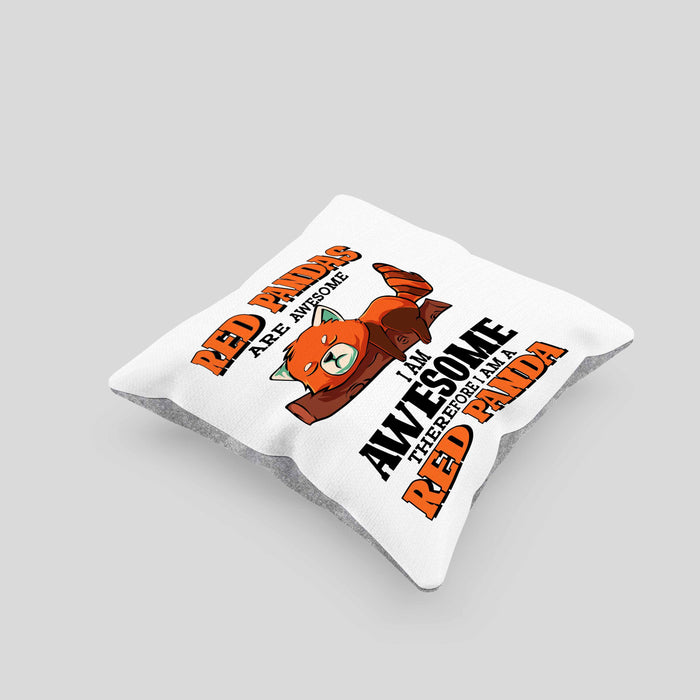Lustige Roter Panda Kissen mit Füllung 40x40 Spruch Geschenk für Panda-Liebhaber (Grau) Grau Trendation