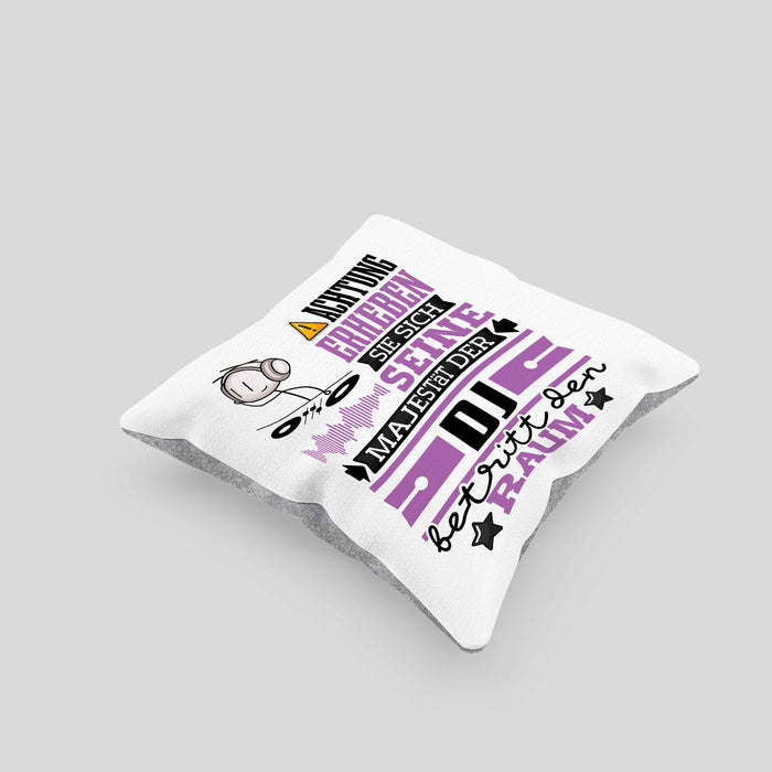 DJ Geschenk Kissen mit Füllung 40x40 Lustiger Spruch Erheben Sie Sich Der DJ Betritt den Raum (Grau) Grau Trendation