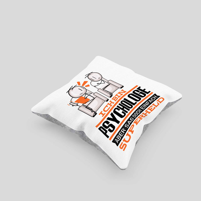 Psychologe Geschenk Kissen mit Füllung 40x40 Ich Bin Psychologe Aber Sag Doch Einfach Superheld Lustige Geschenkdiee für Psychologe (Grau) Grau Trendation