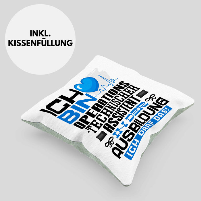 Operationstechnischer Assistent Ausbildung Kissen mit Füllung 40x40 Geschenk Ich Bin Operationstechnischer Assistent In Der Ausbildung Ich Darf Das Geschenkidee Spruch (Grau) Grün Trendation