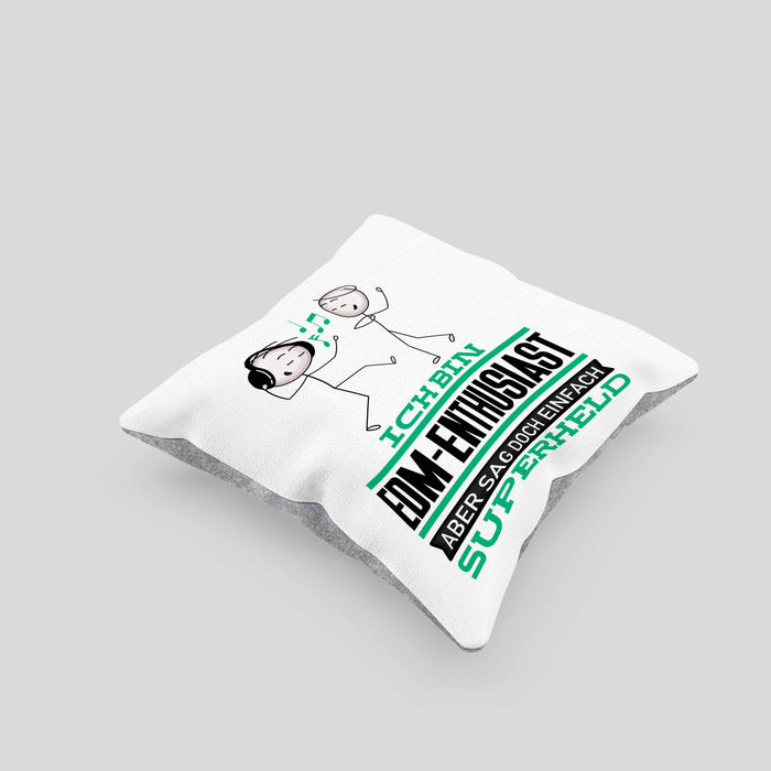 EDM-Enthusiast Geschenk Kissen mit Füllung 40x40 Ich Bin EDM-Enthusiast Aber Sag Doch Einfach Superheld Lustige Geschenkdiee für EDM-Enthusiast (Grau) Grau Trendation