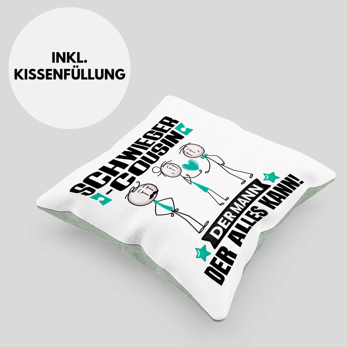 Schwiegercousin Kissen mit Füllung 40x40 Geschenk für Schwiegercousin Der Mann Der Alles Kann Geschenkidee zum Geburtstag (Grau) Grün Trendation