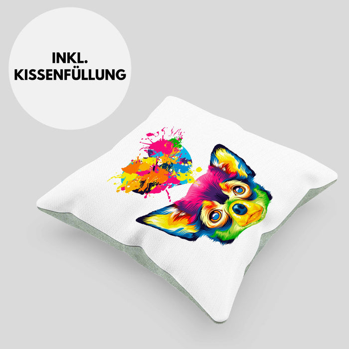 Chihuahua Herz Farbe Besitzer Kissen mit Füllung 40x40 Geschenk Lustiger Spruch Geschenkidee Chihuahua Liebhaber (Grau) Grün Trendation