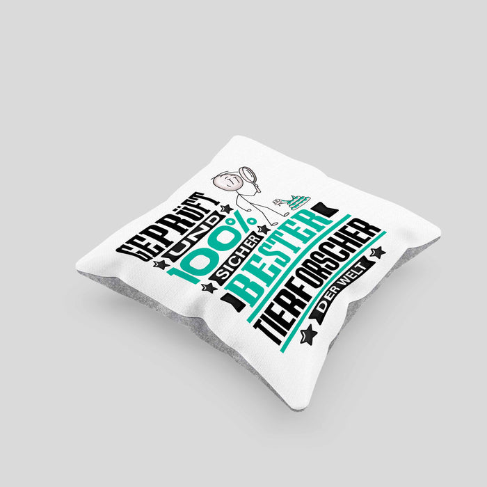 Tierforscher Geschenk Lustiger Spruch für Tierforscher Geschenkidee Bester Tierforscher Der WeltKissen mit Füllung 40x40 (Grau) Grau Trendation
