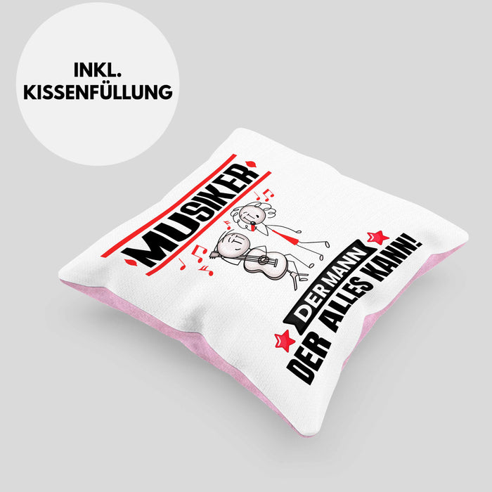 Musiker Kissen mit Füllung 40x40 Geschenk für Musiker Der Mann Der Alles Kann Geschenkidee zum Geburtstag (Grau) Rosa Trendation