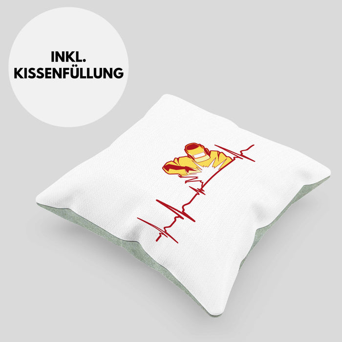 Schweißen Kissen mit Füllung 40x40 Geschenk Schmied Schweißer Geschenkidee Grafik Herzschlag Metallbauer (Grau) Grün Trendation