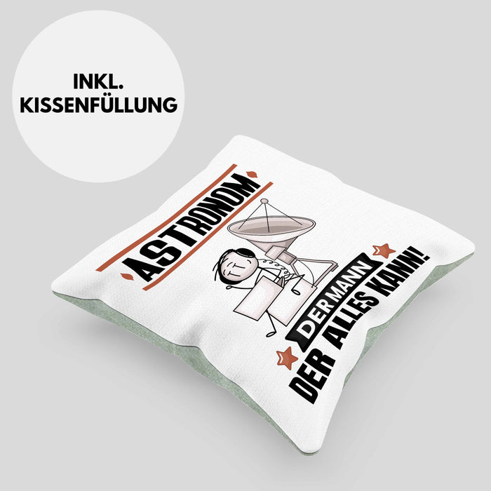 Astronom Kissen mit Füllung 40x40 Geschenk für Astronom Der Mann Der Alles Kann Geschenkidee zum Geburtstag (Grau) Grün Trendation