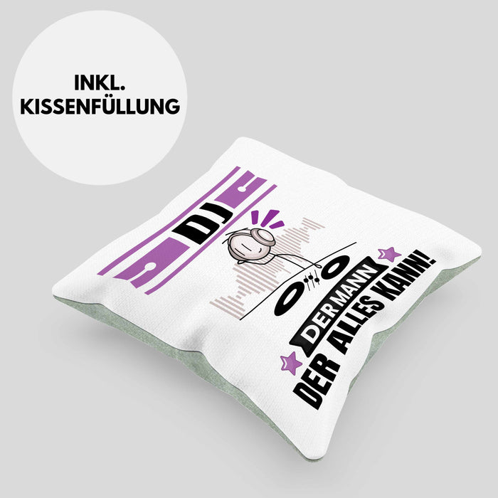DJ Kissen mit Füllung 40x40 Geschenk für DJ Der Mann Der Alles Kann Geschenkidee zum Geburtstag (Grau) Grün Trendation