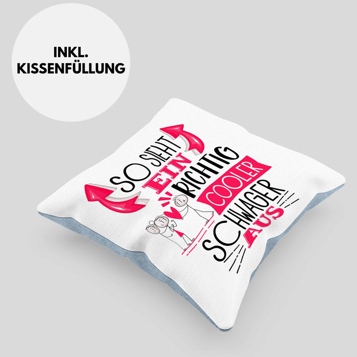 So Sieht Ein Richtig Cooler Schwager Aus Geschenk Kissen mit Füllung 40x40 Lustiger Spruch Geschenkidee (Grau) Blau Trendation