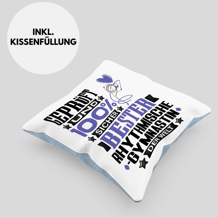 RhythmischeGymnastin Geschenk Lustiger Spruch für RhythmischeGymnastin Geschenkidee Bester RhythmischeGymnastin Der WeltKissen mit Füllung 40x40 (Grau) Blau Trendation